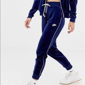 Nike Blue Velour Zip Thru Sweatpants
